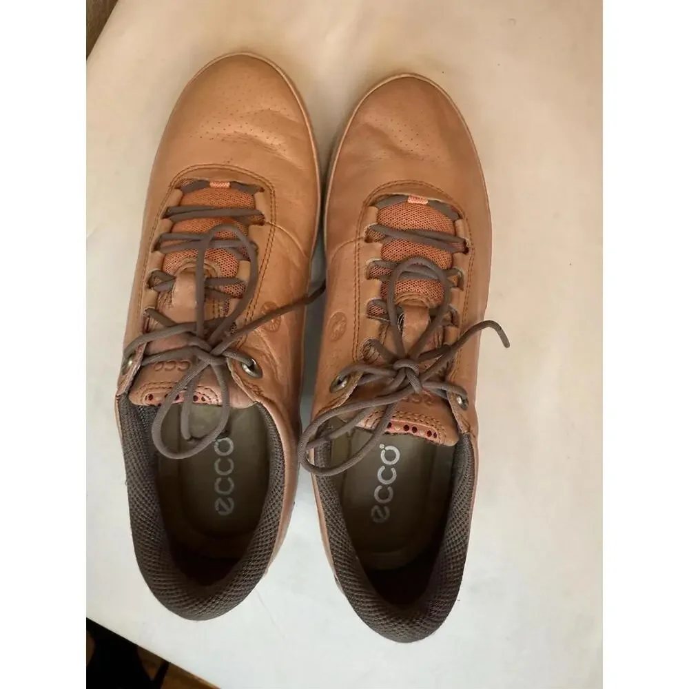 ECCO Gore-Tex Surround salmon Size 38 US Sz 7 yak leather lace-up golf sneakers